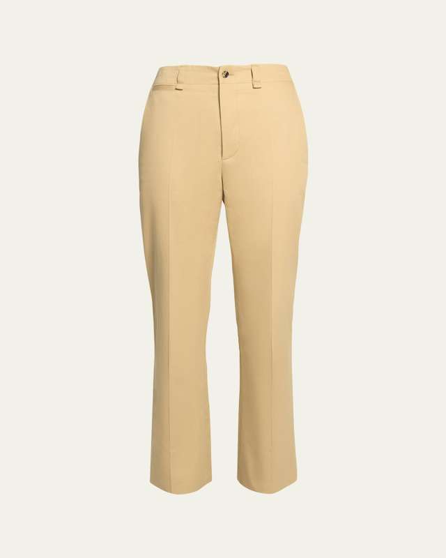 Mid-Rise Straight-Leg Ankle Cotton Pants